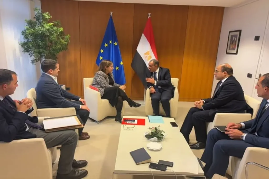 وزير الخارجية خلال اجتماعه مع جارسيا بيريز