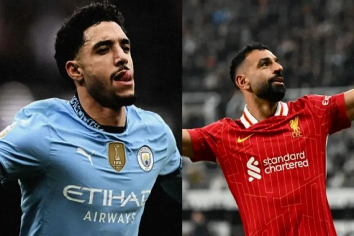 ليفربول ومانشستر سيتي .. وفي الصورة صلاح ومرموش نجمي الفريقين