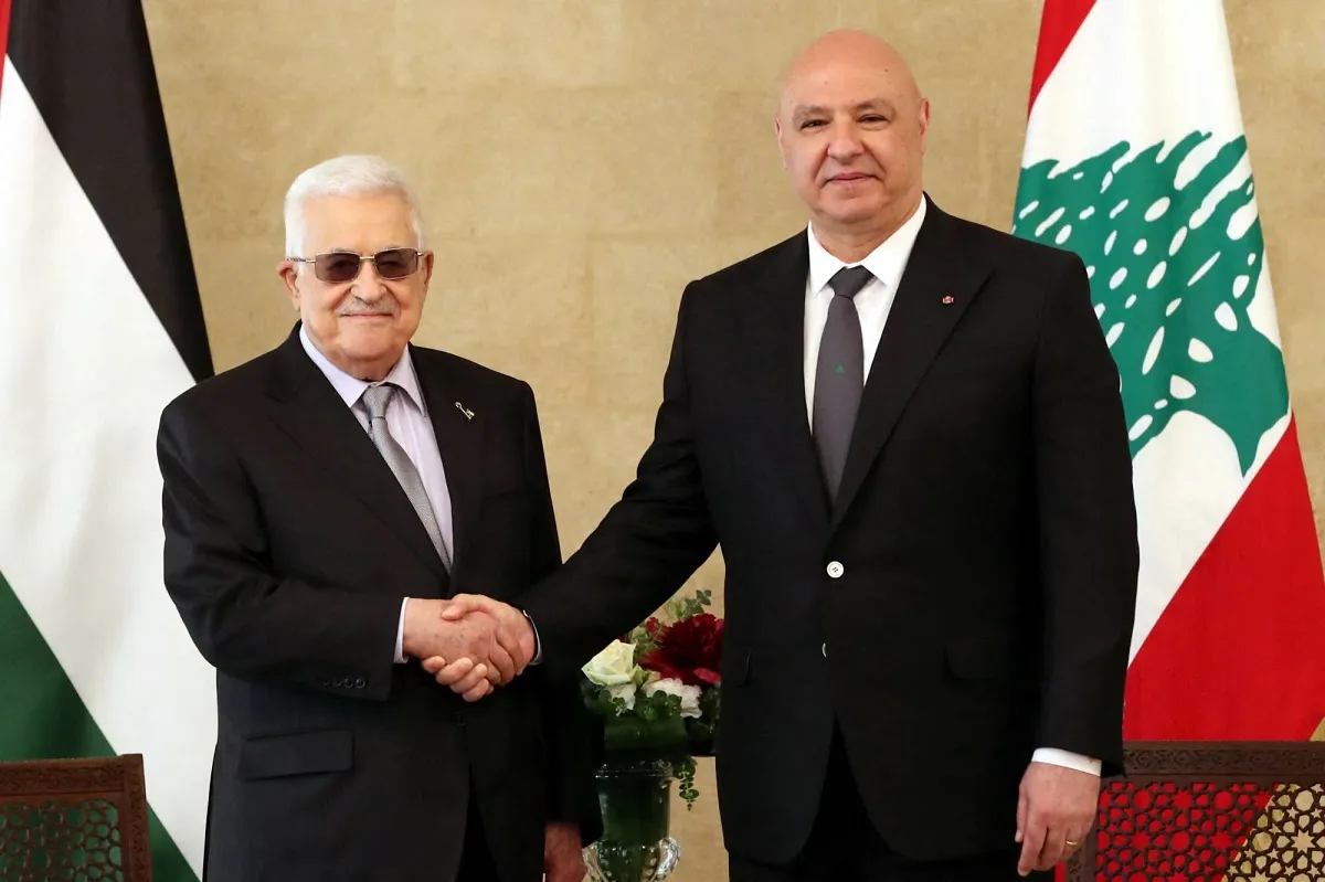 الرئيس اللبناني جوزيف عون مستقبلاً الرئيس الفلسطيني محمود عباس