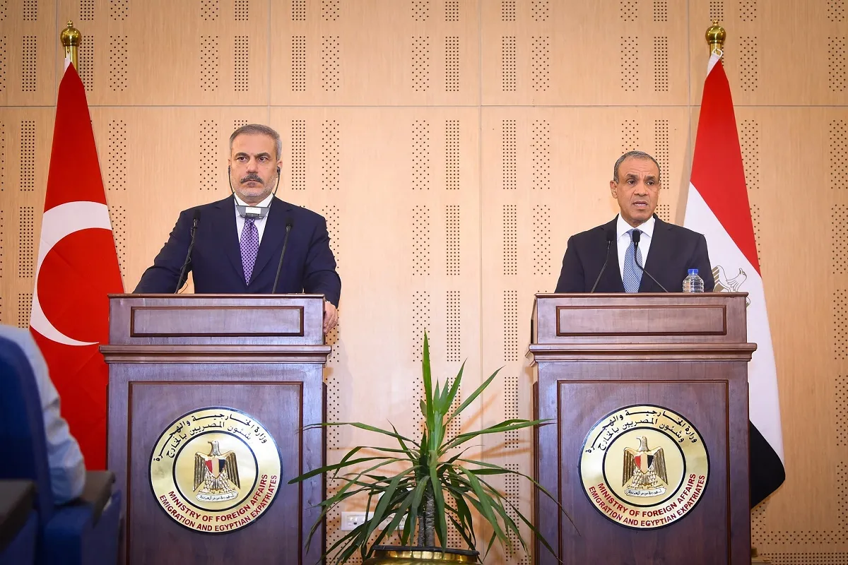 وزيري الخارجية المصري والتركي أثناء المؤتمر الصحفي