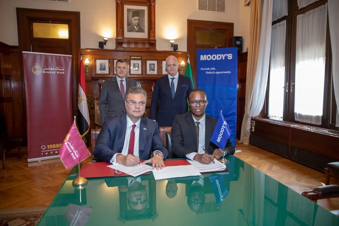 أثناء توقيع بروتوكول التعاون بين بنك مصر وشركة Moody’s