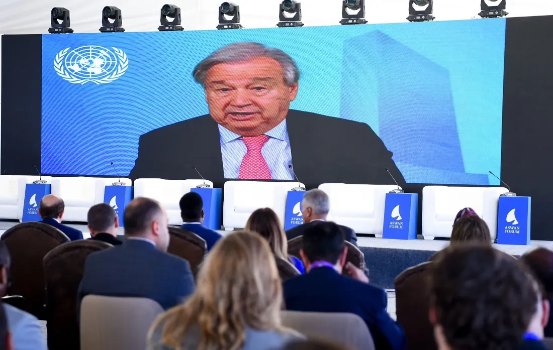 الأمين العام للأمم المتحدة أنطونيو جوتيريش أثناء إلقاء كلمته المسجلة