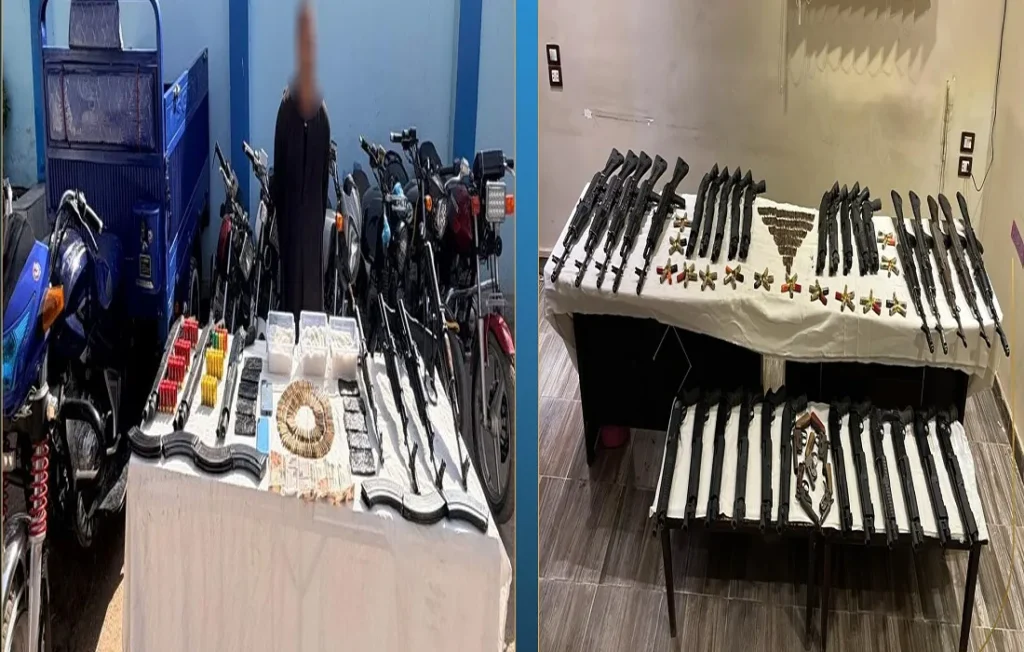 جانب من المضبوطات والمتهمين