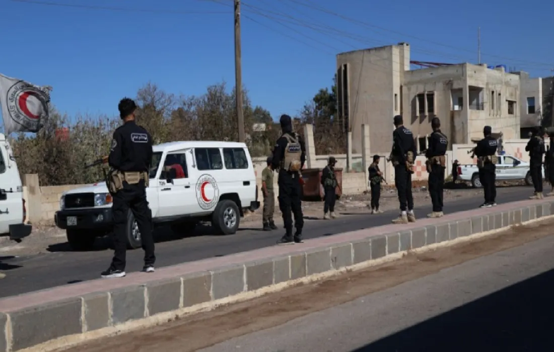 عناصر من الأمن الداخلي السوري في محيط السويداء ـ (وزارة الداخلية ـ صورة من الاخبارية السورية)