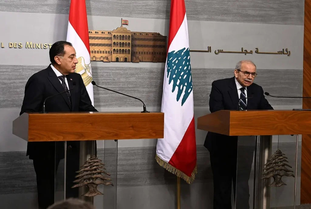 المؤتمر الصحفي المشترك بين رئيس الوزراء اللبناني ونظيره المصري