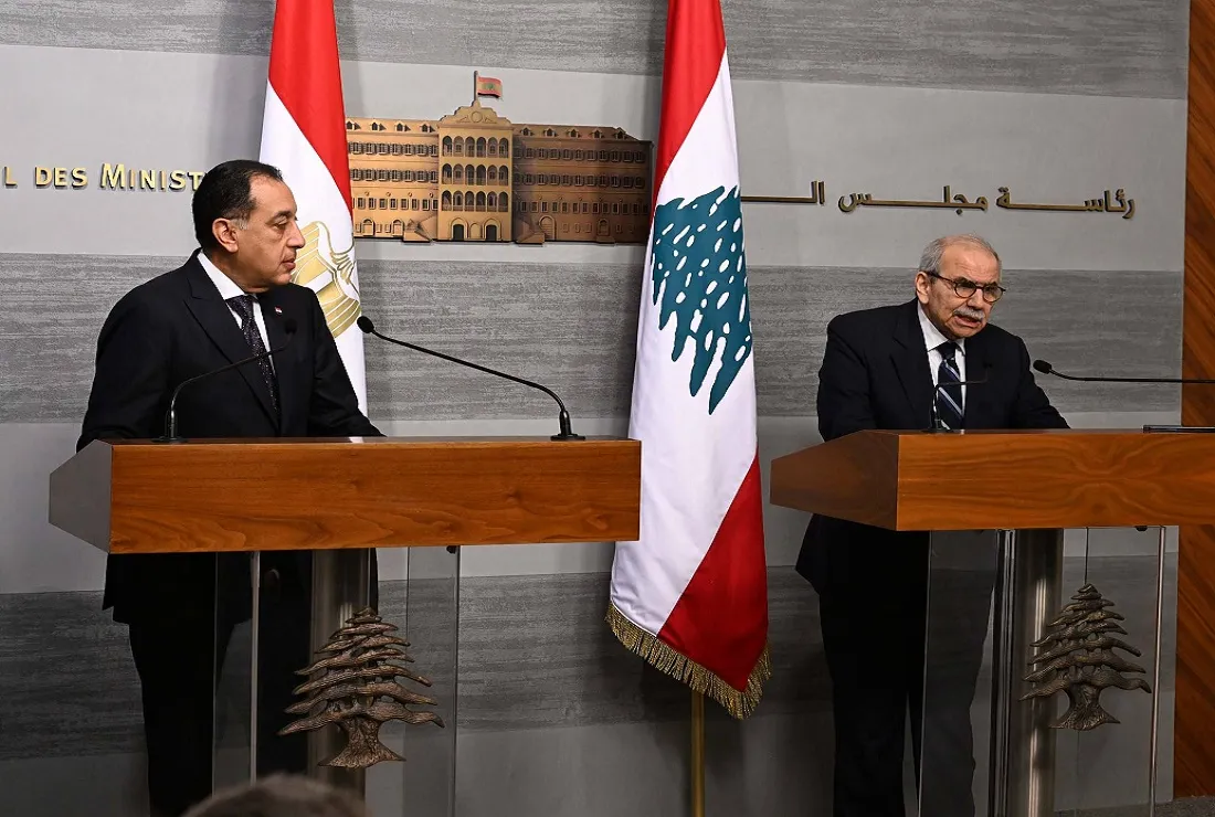 المؤتمر الصحفي المشترك بين رئيس الوزراء اللبناني ونظيره المصري