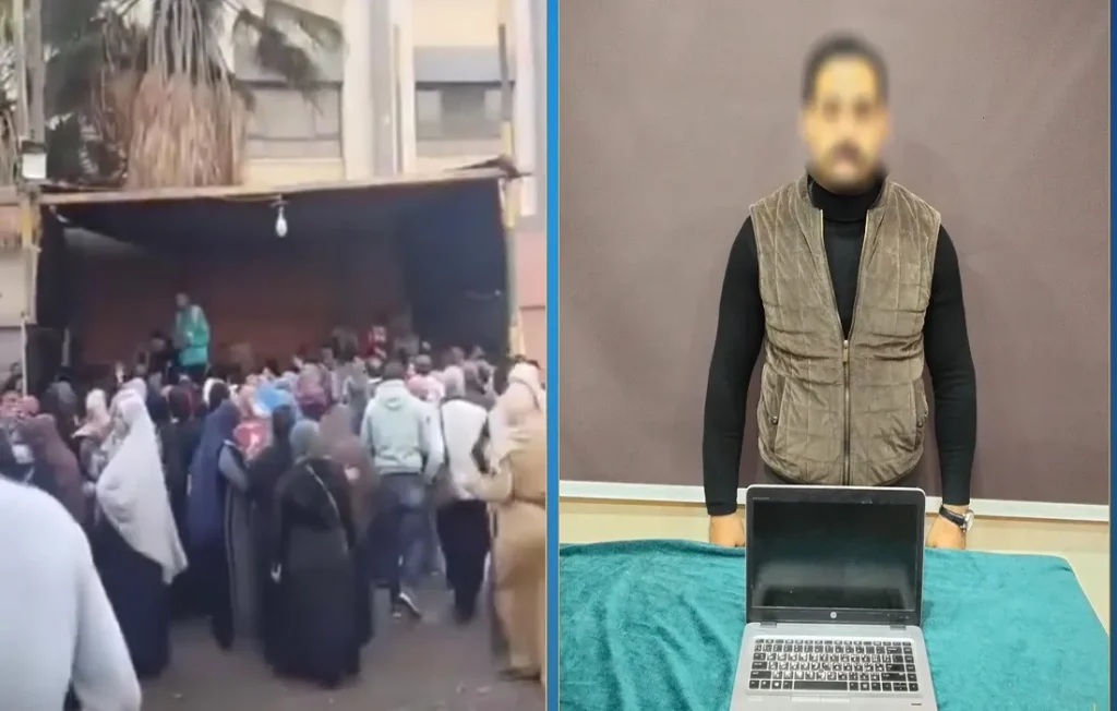 أحد المواطنين كان يقوم بتوجيه الناخبين من خلال سرادق