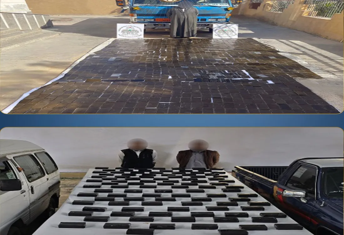 بعض المتهمين والمضبوطات من المخدرات والأسلحة