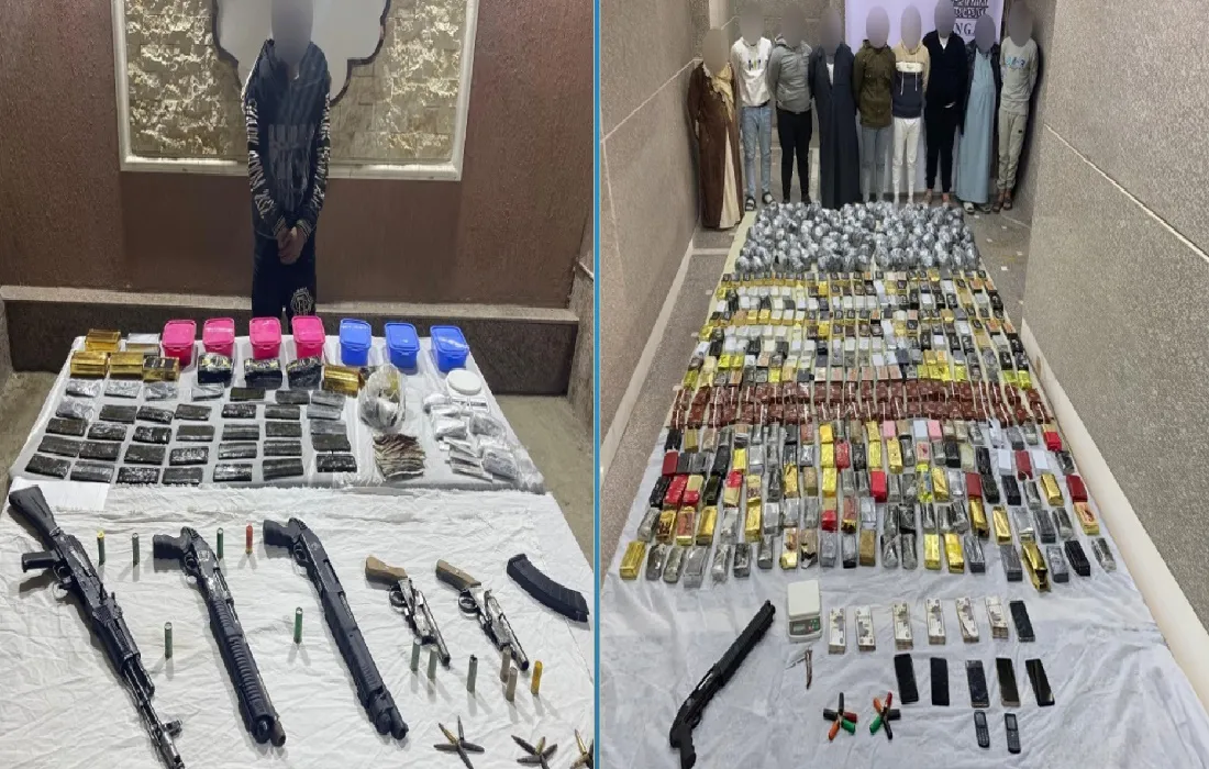 جانب من المتهمين بجلب المواد المخدرة والأسلحة