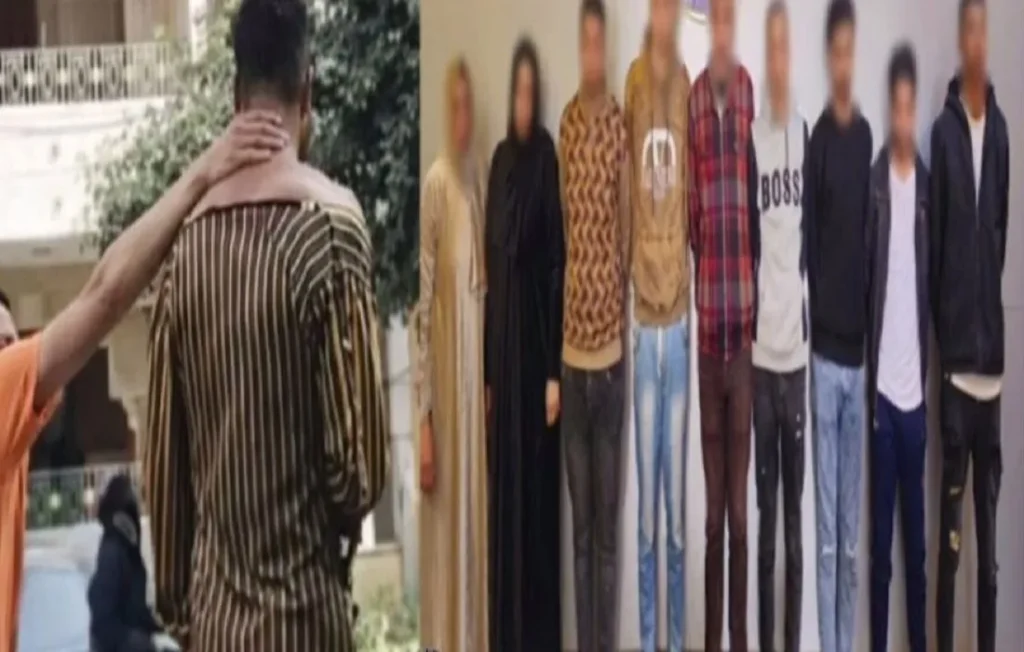 واقعة قرية ميت عاصم .. المتهمين على اليمين والمجني عليه على اليسار