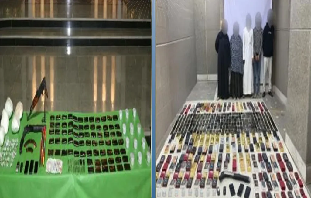 جانب من المتهمين وبعض المضبوطات