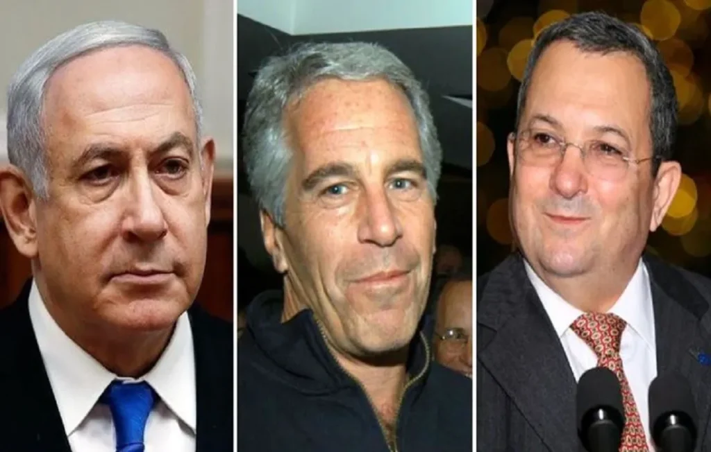 من على اليمين باراك وإبستين ونتنياهو