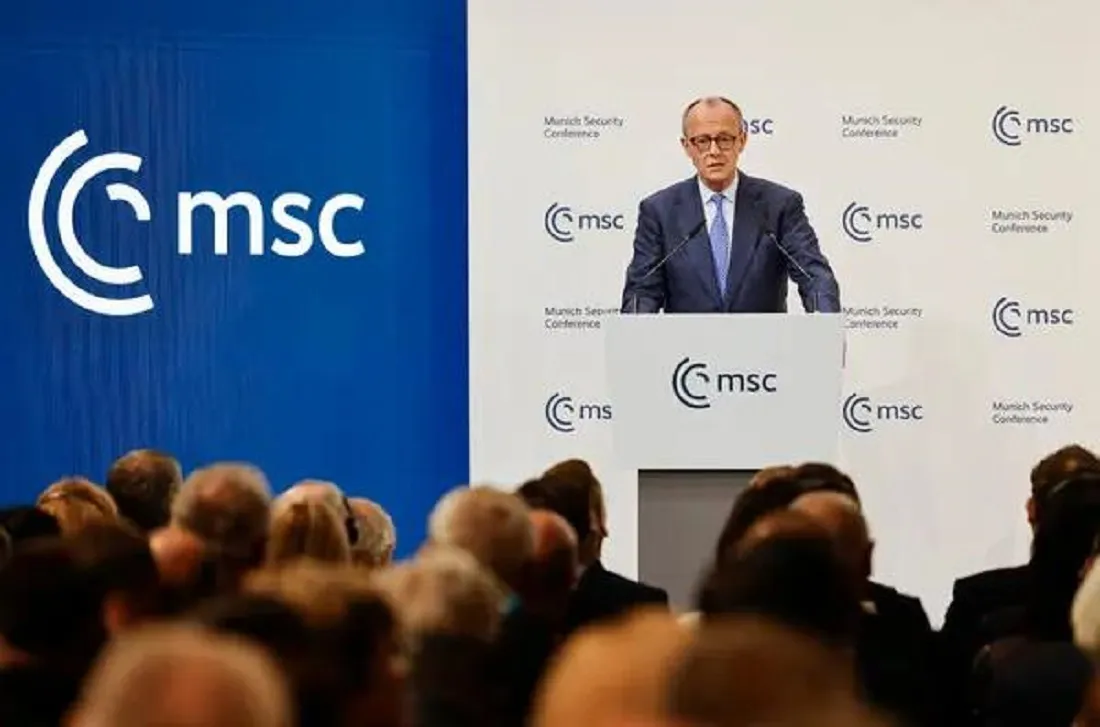 المستشار الألماني فريدريش ميرز يتحدث في مؤتمر ميونيخ للأمن
