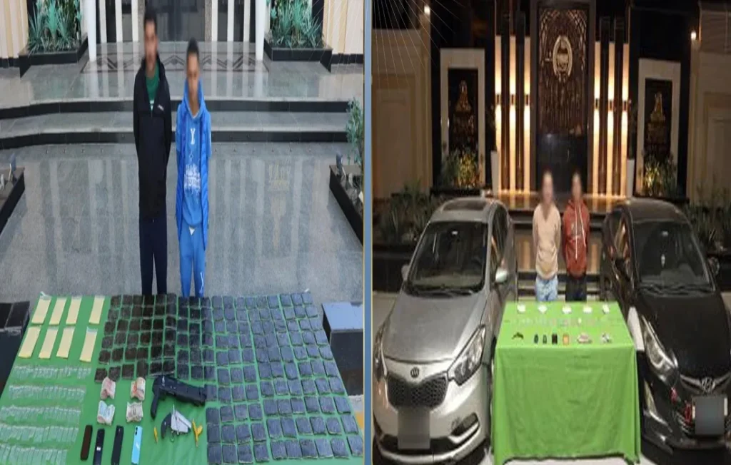 جانب من المتهمين والمضبوطات