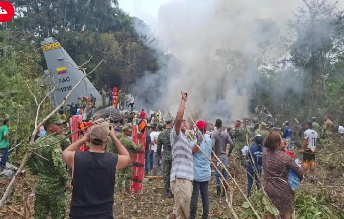 مكان تحطم الطائرة العسكرية في كولومبيا
