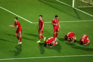 فرحة لاعبي الأهلي بهدف في مرمى الزمالك