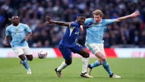 لقطة من مباراة مانشستر سيتي ضد تشيلسي في نهائي كأس الاتحاد الإنجليزي على ملعب ويمبلي