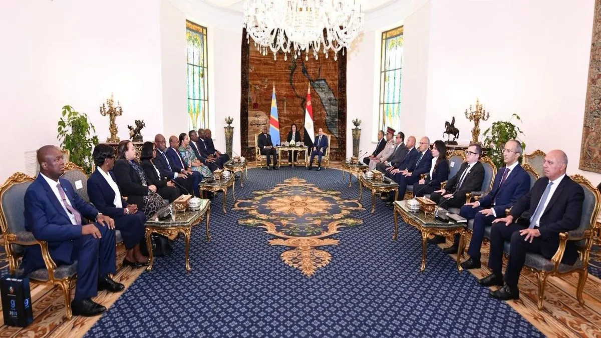 السيسي ورئيس الكونغو الديمقراطية خلال مباحثات تعزيز التعاون الثنائي في القاهرة