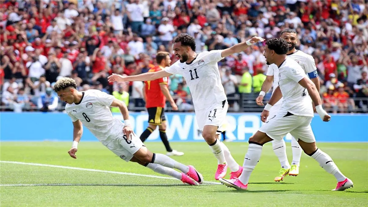 منتخب مصر في مباراة سابقة والذي يستعد لمواجهة نيوزيلاندا