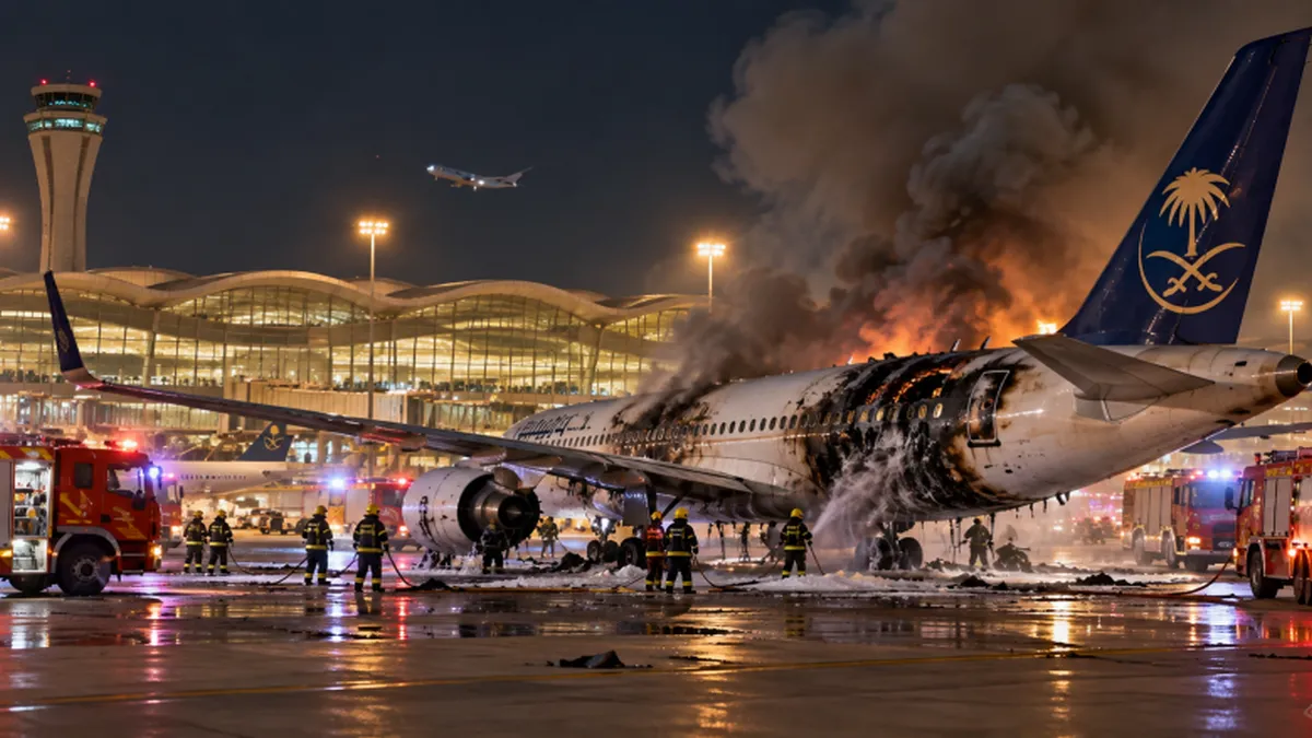 مطار الرياض الدولي بعد الاعتداء عليه من قبل الحوثيين